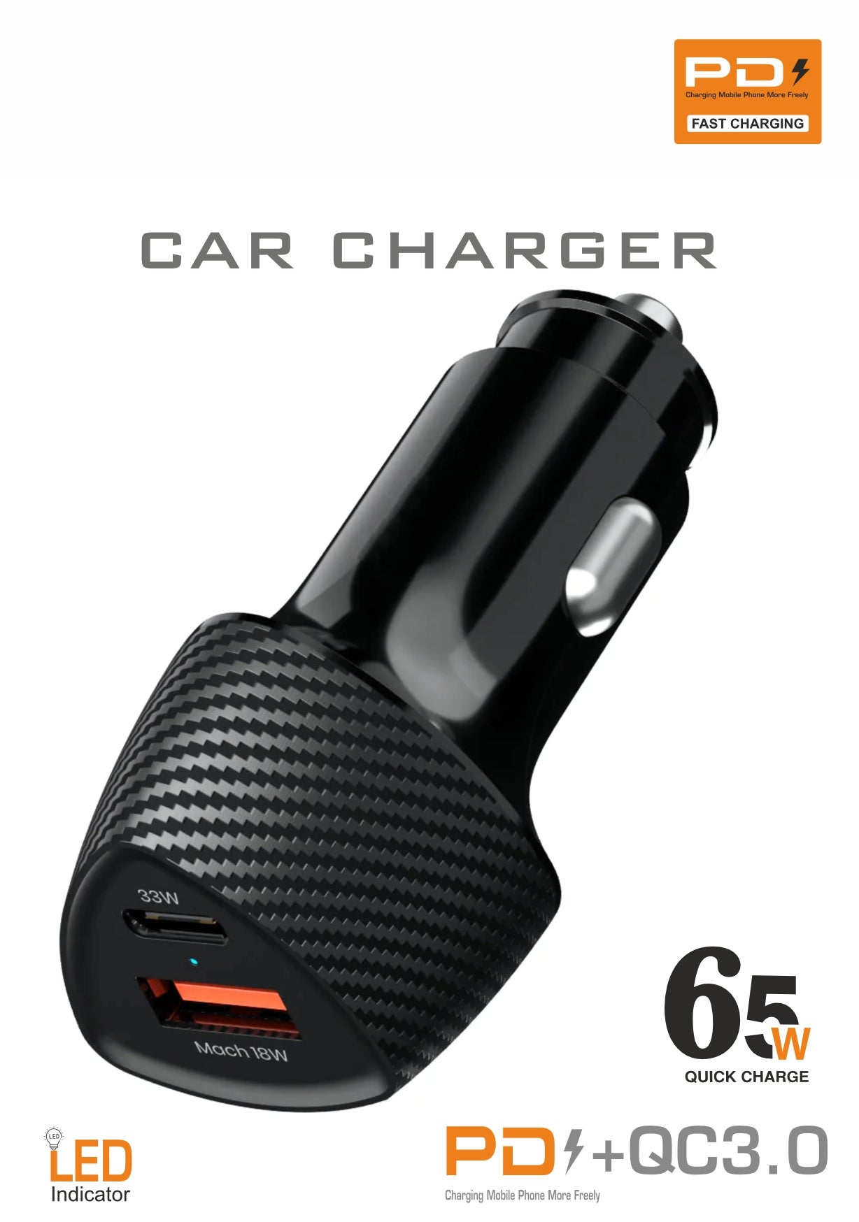 BIXBE 65W Fast Car Charger with Dual Output, 65 Watts Total ), Fast Charging, Adapter for iPhone & Android Smartphones and Tablets (Black,White)