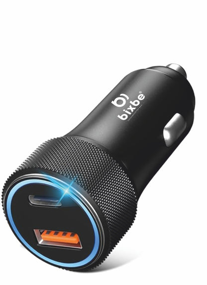 BIXBE 100W Metal Fast Car Charger with Dual Output, 100 Watts Total ), Fast Charging, Adapter for iPhone & Android Smartphones and Tablets (Black,Silver)