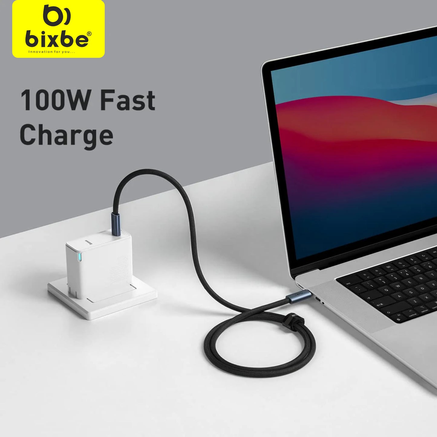Bixbe Bullet 200w Type C to Type C Metal Braided Cable unbreakable wire